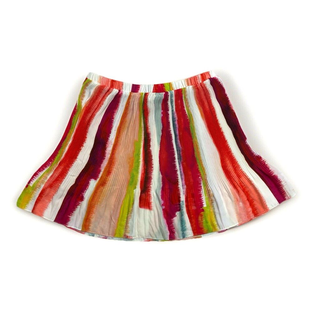 BB Dakota Pleated Mini Skirt Sz L Multicolor Bold Maximalist Whimsy Steve Madden